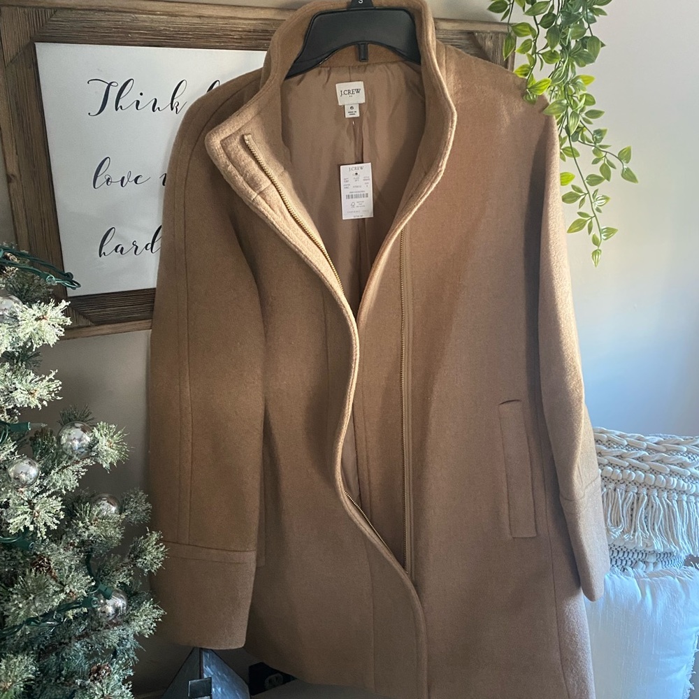 J Crew City Coat in Heather Acorn NWT